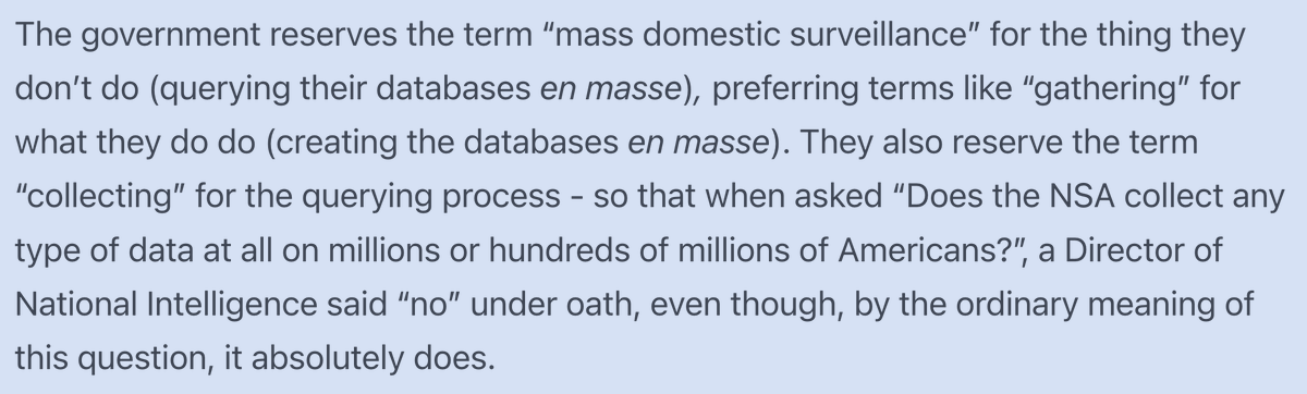 This is an insane dodge.

- Did your agency kill Mr Smith?
- No, Sir.
- We have a written order from you saying to stab him until he was dead.
- Ah, yes, within the agency we only call it "kill" if you use a gun. Using a knife is just "terminating". So, no, we didn't "kill" him.