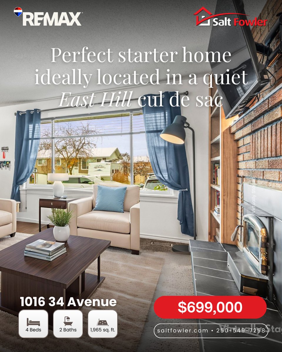 LisaSalt's tweet image. ✨ Perfect starter home in Vernon with a versatile detached shop/garage, located on a quiet East Hill cul-de-sac.

#JustAddSalt #SaltFowler #RemaxVernon #EastHill #FamilyHome