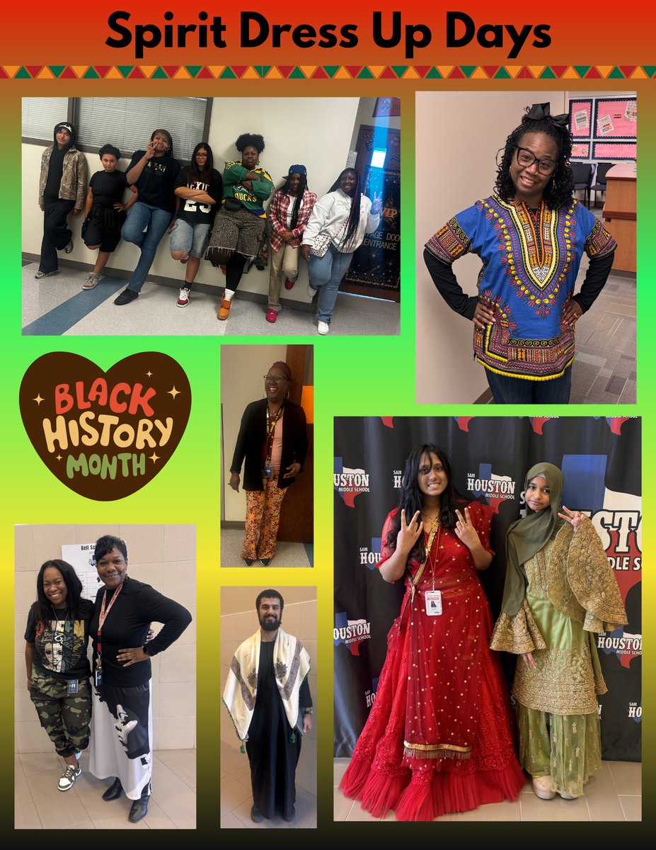SamhoustonMS's tweet image. What a week at Houston MS! ❤️💙

Our Black History Performance &amp;amp; Potluck was a huge success—so proud of our students &amp;amp; BHM Committee! Spirit Week was full of pride, and the Pep Rally brought the ENERGY back… with teachers taking the W! 👏🏽

SamFam always showing out! #BHM #SamFam