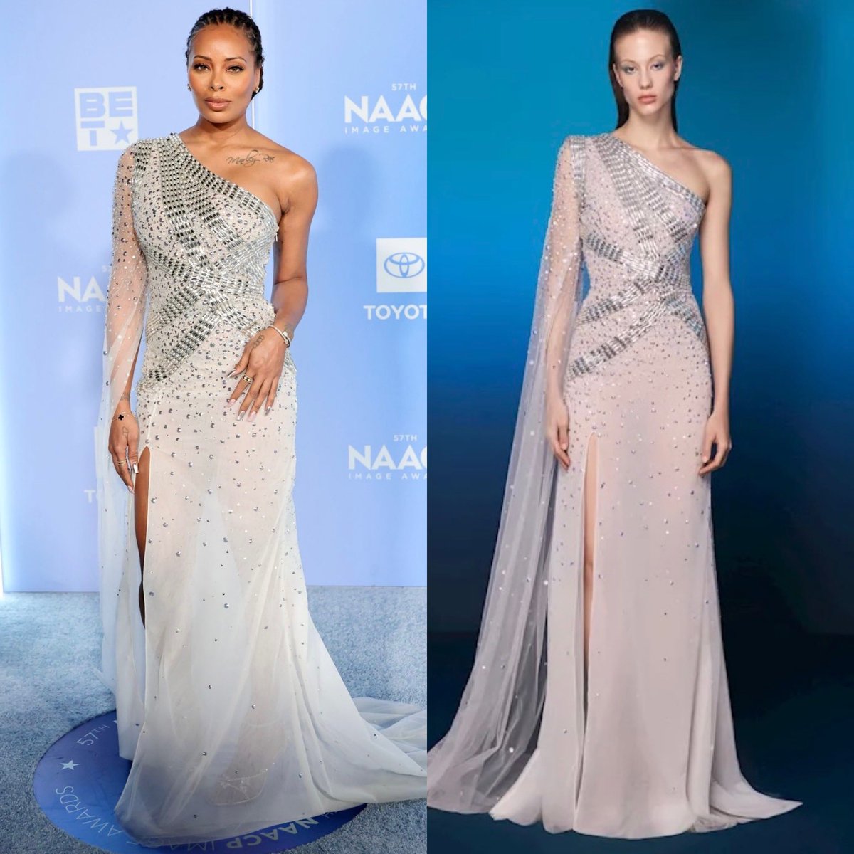 dequemeolook's tweet photo. Eva Marcille de Tony Ward Verão 2026 no ‘NAACP Image Awards 2026’. #EvaMarcille #TonyWard #NAACPImageAwards 📸 Getty Images / Divulgação https://t.co/YV5dMJps6o