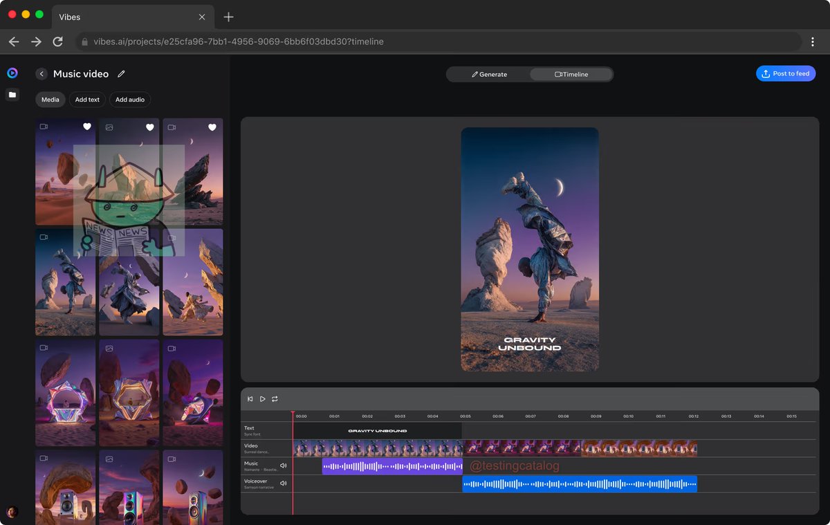 Vibes timeline editor UI