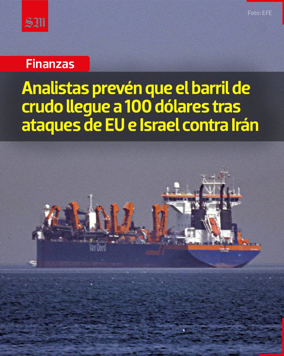 🛢️ El crudo Brent subió 10% y rondó los 80 dólares por barril; analistas advierten que podría llegar a 100 dólares tras los ataques de Estados Unidos e Israel contra Irán.

solde.mx/3NdgIO1

📸 EFE