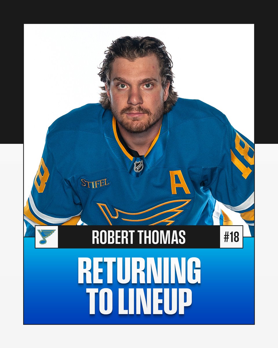 ROBERT THOMAS IS BACK! 🎶

He'll be in the <a href="/StLouisBlues/">St. Louis Blues</a> lineup today for the first time since January 10!