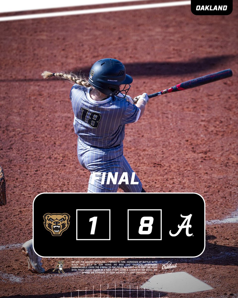 OaklandSoftball's tweet photo. Final from Alabama. https://t.co/ebk4u82bAn