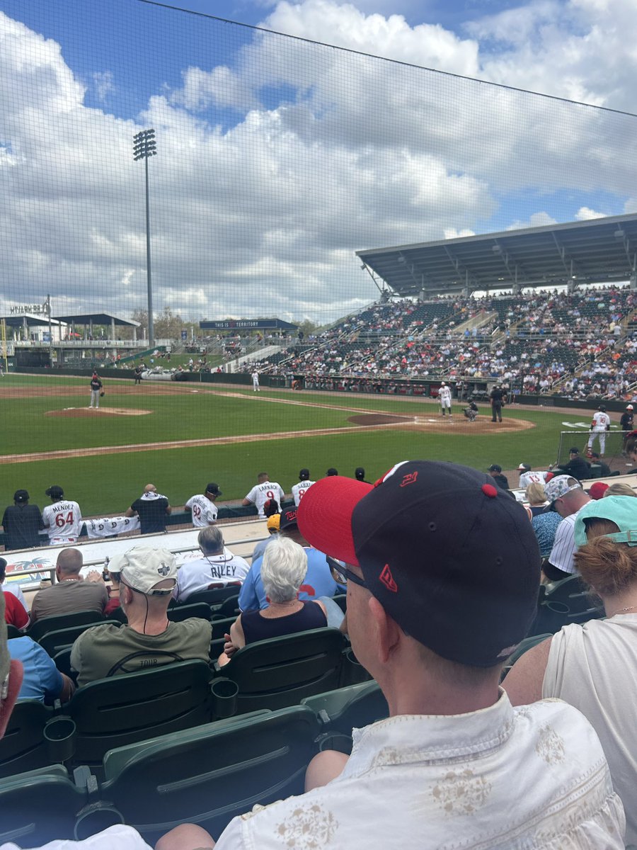BBSportsMN's tweet photo. Our own @Tdawgy_23 from the @SLVRBLLTSESSION was boots on the ground, well kinda. Fray shorts and all during today’s #MNTwins spring training game. https://t.co/Qe3TtdFwXY