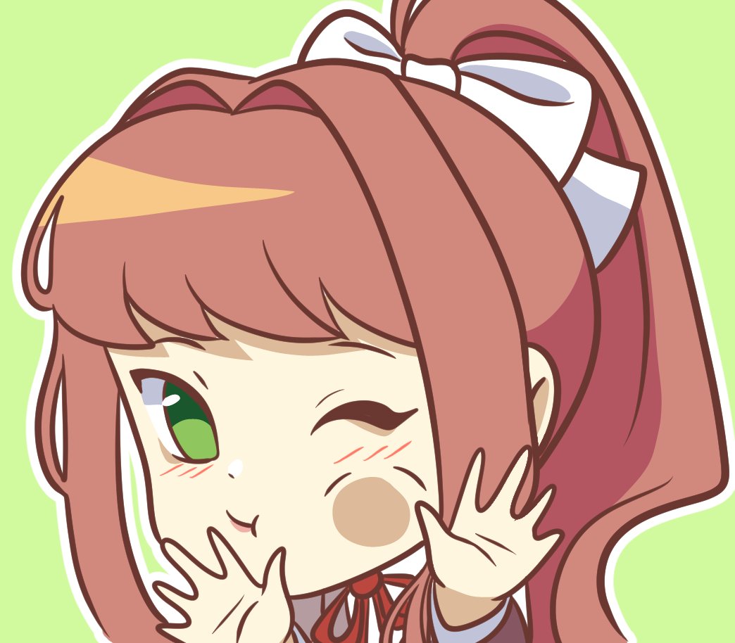 engijju's tweet photo. Hello everyone! Today I'm introducing Monika stickers from the game "Doki Doki Literature Club." These stickers are free for Monika fans like me to use. Please don't forget to credit me!

Want more stickers with Monica?
 #monikaddlc #DokiDokiLiteratureClub #game #art https://t.co/WfHXHSNaWW