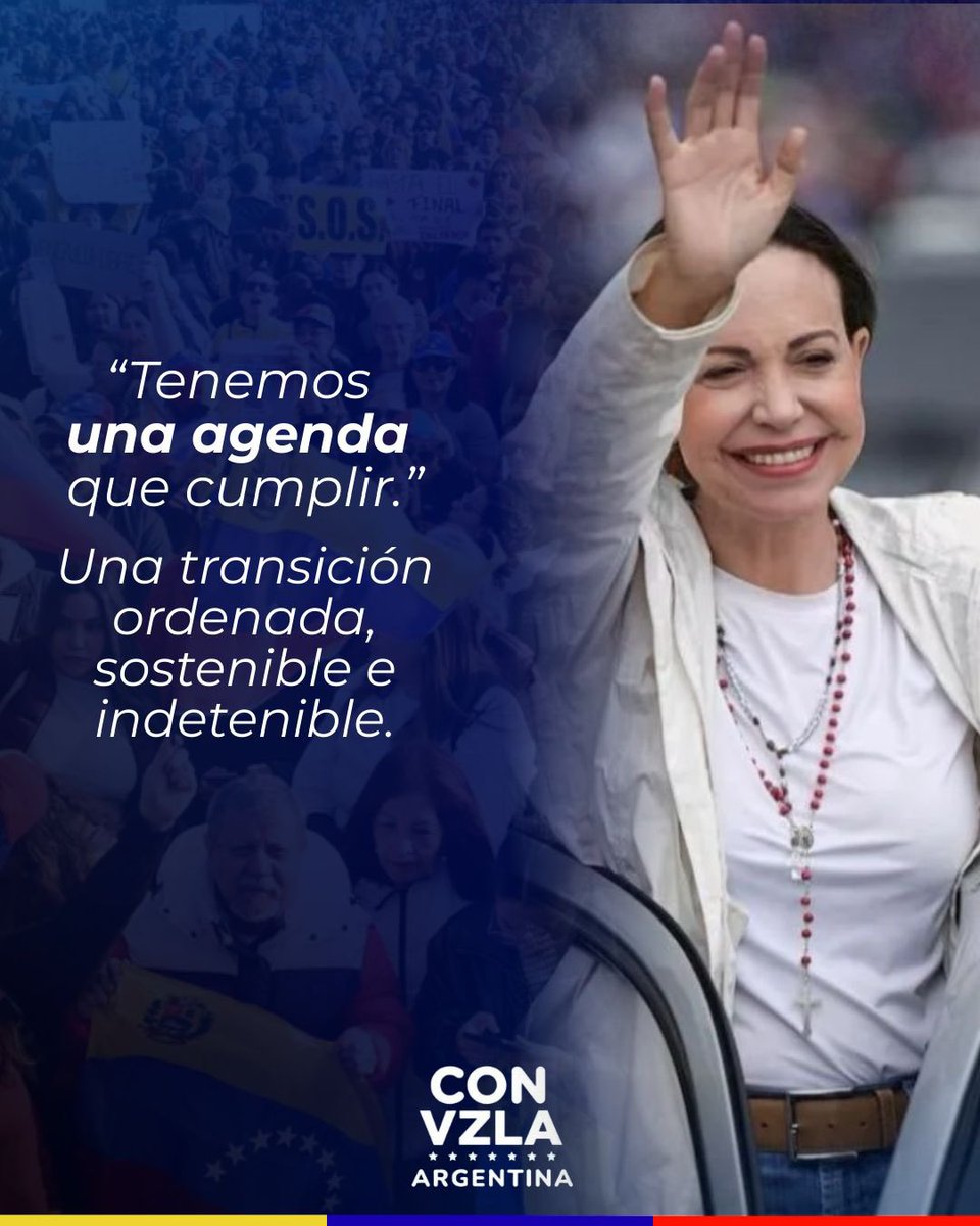 🇻🇪María Corina nos prepara para lo que viene.

Nos llama a fortalecer la unidad, consolidar un Gran Acuerdo Nacional que garantice la transición y organizarnos para una nueva y contundente victoria electoral.

Esto no se detiene. Vamos paso a paso, firmes y decididos, hasta