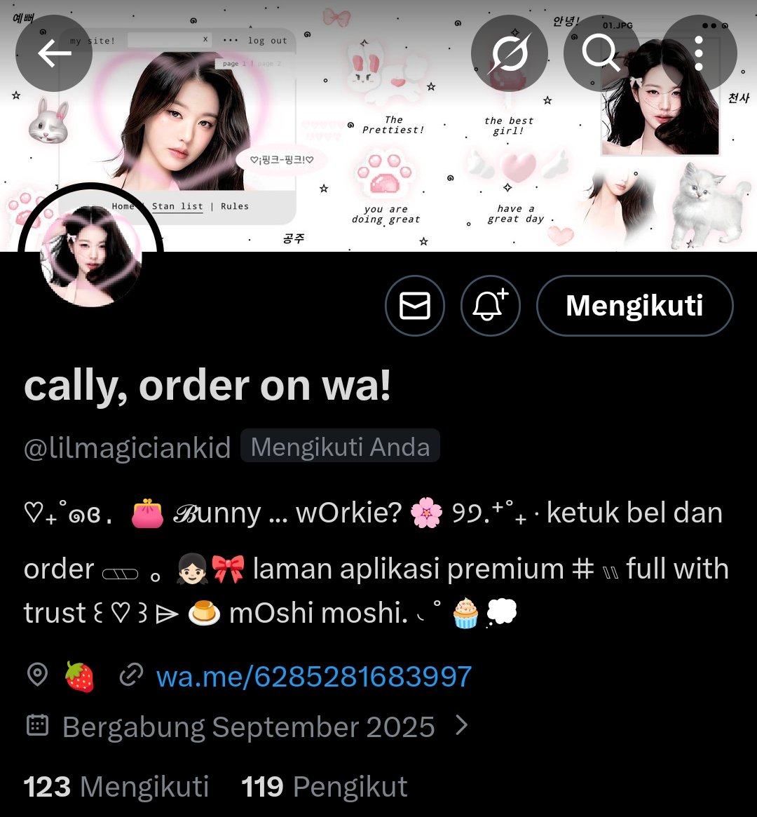 thankyou so much buat ka <a href="/pautd/">brii</a> lancar terus rezekinya dan semoga dilancarkan segala urusannya🤍🍀and thankyou juga buat ka <a href="/ofKathie/">𝐾𝑎𝑡ℎ𝑟𝑖𝑛𝑒.</a> sudah buat wording bio secakep ini💖 kalau ada yg butuh wording bisa ke ka kath iiaa🖐