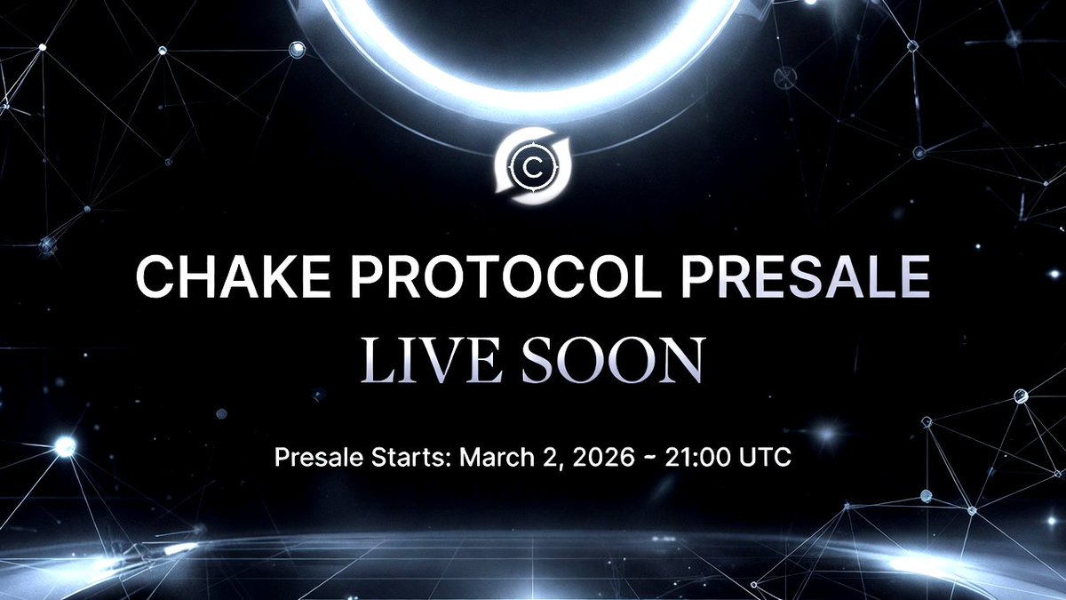 🔥 Chake Protocol Presale IDO
⏳ LIVE SOON

Presale page:👇
pinksale.finance/launchpad/bsc/…

Presale starts: March 2, 2026. 21.00 UTC

(#Layer1 #launchpad #Binance
$hype, $aster, $lit)