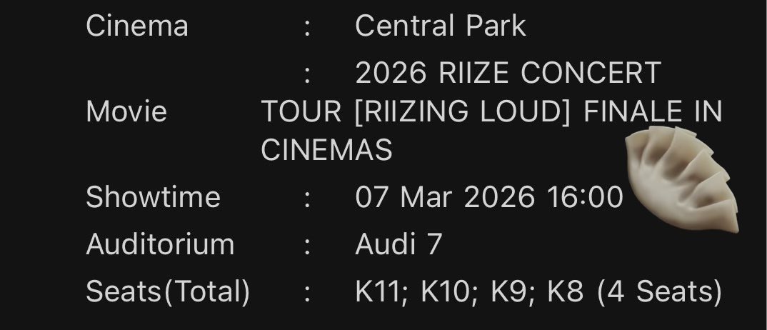 #rsell (help rt)

wts tiket riizing loud finale cgv central park

avail 4 tix seat K

price under web (kalo take 2 atau lebih bisa nego lagi)

untuk yang beli tix akan dapat kesempatan raffle album fame catalogue ver 2 pcs jugaa :))

yang mau bisa dm yaa 🤍

t. want to sell riize