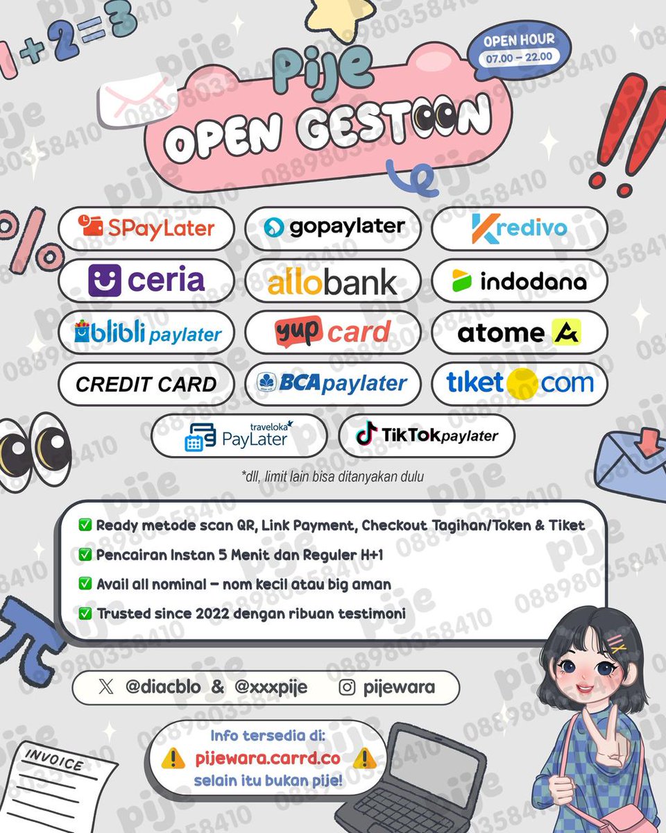 shooirt's tweet photo. halo pije ( https://t.co/ubjlzeS8pS) open gestun avail spaylater kredivo, gopaylater, lazada, bca paylater, all kartu kredit, yup card,  jenius, honest, tokpedcard, allo bank, bri ceria, tiktok , traveloka &amp; tiket. com dll.𖥔 ݁ ˖♡  ☎️ https://t.co/RuhxnvWZDt #zonauang 01024E6TG https://t.co/pgF0SRD5mN