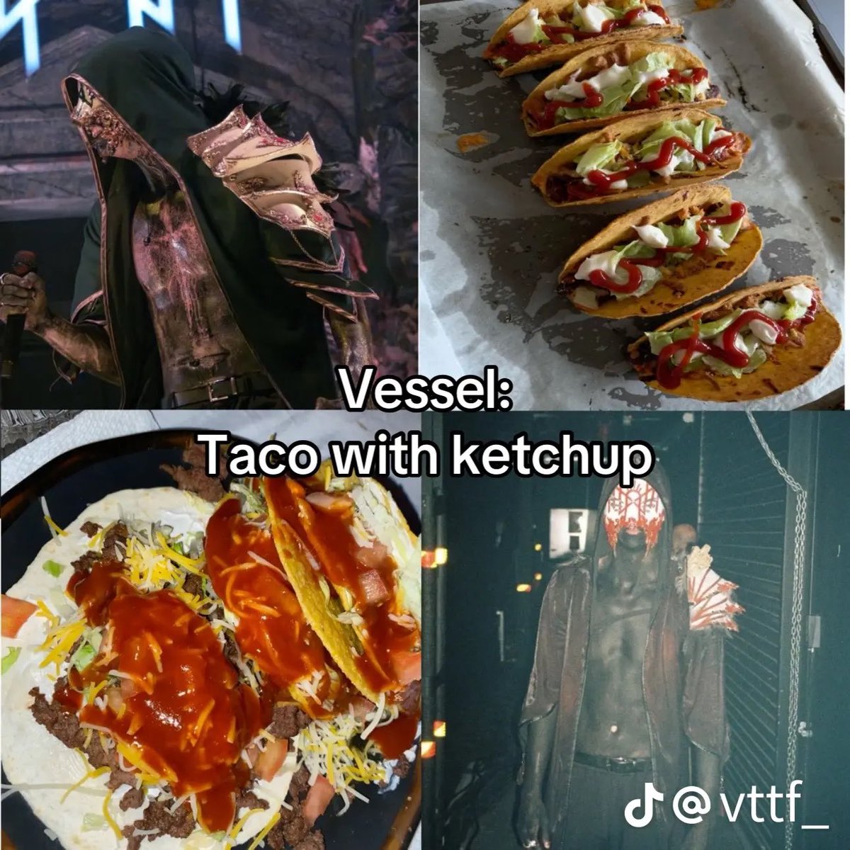 sleepiskully's tweet photo. Sleep token members as meals 🤑
(the vessel one is true apparently) https://t.co/4eFsbkU0IV