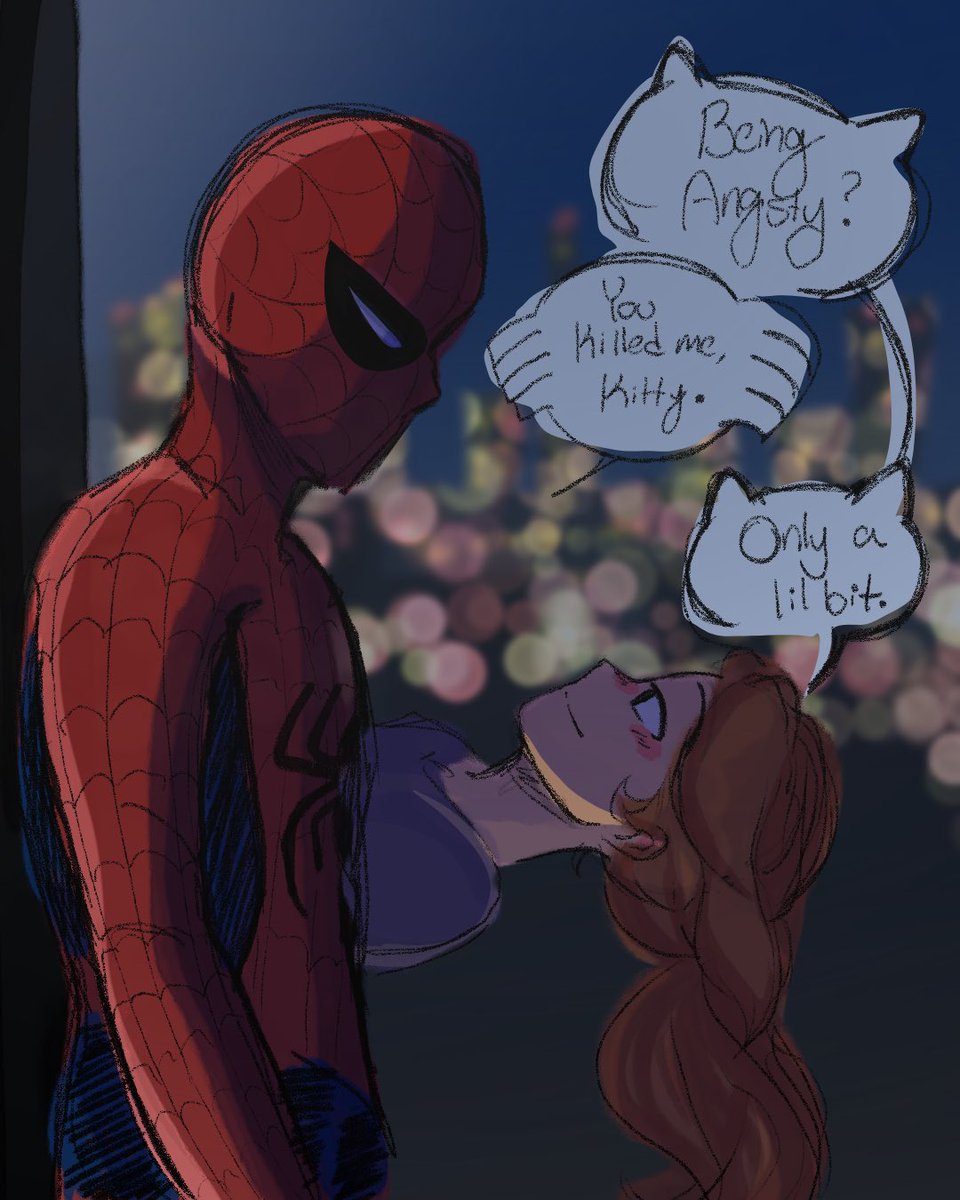 tsuntoast's tweet photo. #spiderkitty angsty bf vs caring gf https://t.co/8YEHhWxxVA