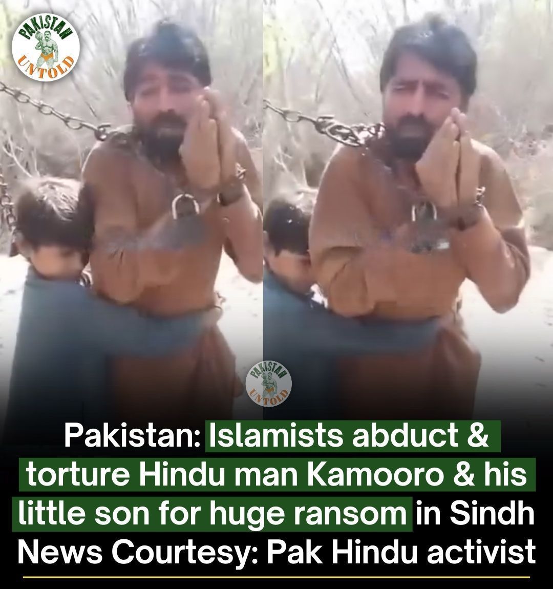 Pak Hindu man Kamooro &amp; little son were abducted &amp; tortured by Islamists - punishment for dodging jizya.

Beat the father, terrorize the child: classic Islamist extortion: non-Muslims bleed or bow. Islamic Pakistan's 'equality' in action.