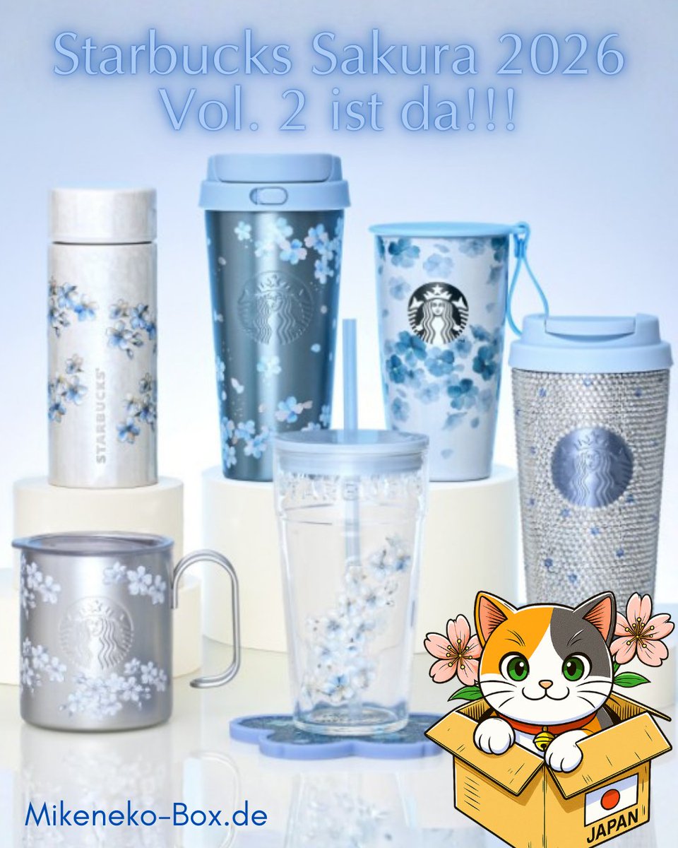 Da hat uns Starbucks ganz schön warten lassen...
Sakura Kollektion Vol. 2 ist nun endlich bekannt!
Verkaufsstart bereits morgen (online) bzw. übermorgen (Laden). Schreibt uns also so schnell wie möglich eine Nachricht mit den Produktnummern.

Alle Infos: mikeneko-box.de/2026/02/shoppi…