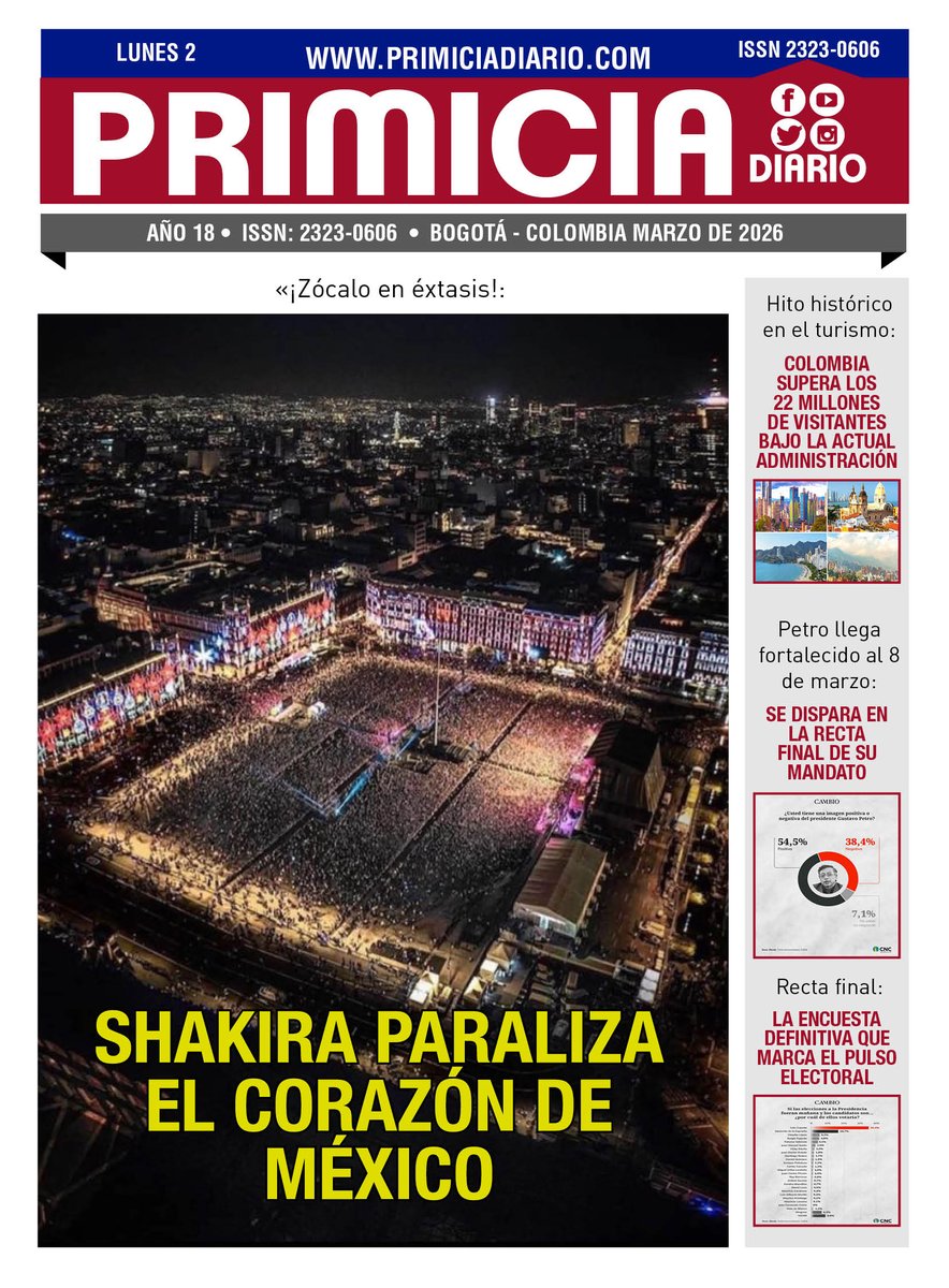 PRIMICIA DIARIO 2 MARZO 2026

primiciadiario.com/archivopdf/202…

Tolima
 Colombia
Chicho
Política
Trump y Netanyahu
Rappi
Marsiglia
Tatay
Irán
Solo en X ·
#MiVerdadOculta
Atlas Intel
Fecha 16
Venezolano
#Encuesta