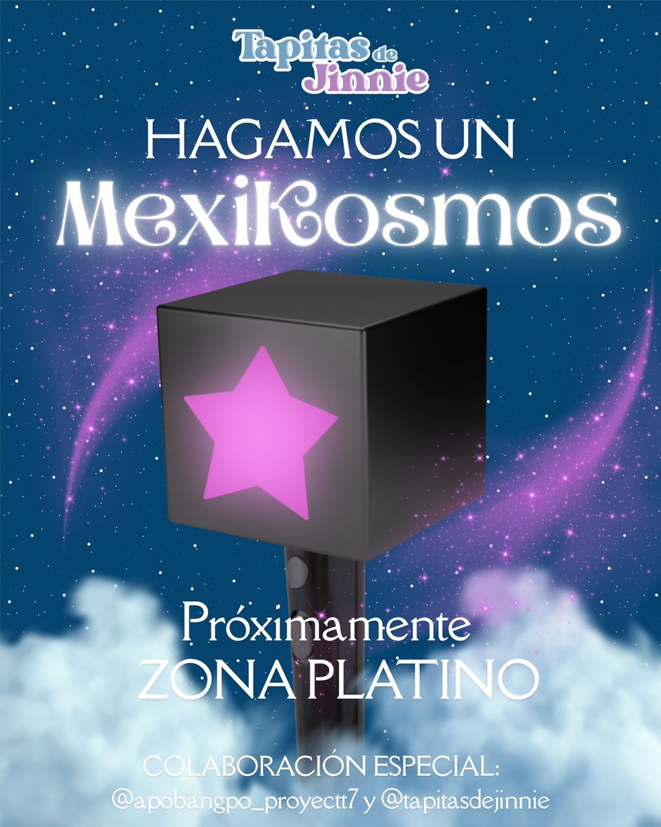 tapitasdejinnie's tweet photo. HAGAMOS UN #MexiKosmos ✨

El 7 de mayo, la Zona Platino podría convertirse en una galaxia 💜

• Tu participación es completamente voluntaria.
• Las cajitas se entregarán dentro del recinto, directamente en tu asiento.
• No apagas ni modificas tu Lightstick https://t.co/eBPuZmLLTG