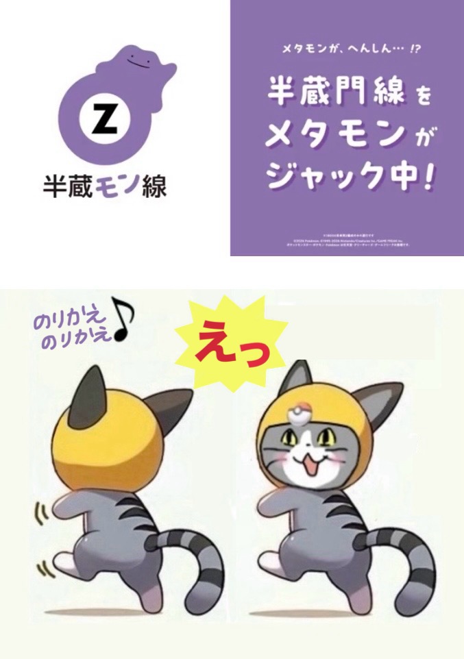 Z 】半蔵モン線 メタモンが、へんしん・・・！？ 半蔵門線をメタモンが