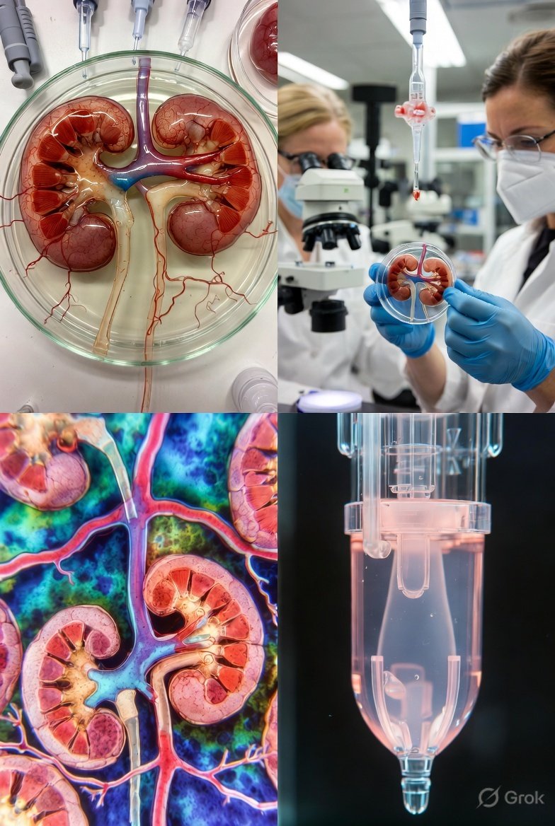 TheWatchMan247x's tweet photo. Scientists have made big progress in growing mini kidneys called organoids or assembloids in lab using stem cells. In September 2025 USC Stem Cell team in USA and some from China published in Cell Stem Cell journal. They created advanced structures combining filtering parts nephrons and urine collecting ducts. 
These are most realistic ones so far about 1 mm size.
 Not full adult kidney yet but very close to real function like filtering waste and making dilute urine not ready for transplant in people. It is still small organoid working in animal tests. Goal is to one day make full synthetic kidney for thousands waiting on list in US and around world who suffer end stage kidney disease. Over 100000 in America alone need transplant but donors short.