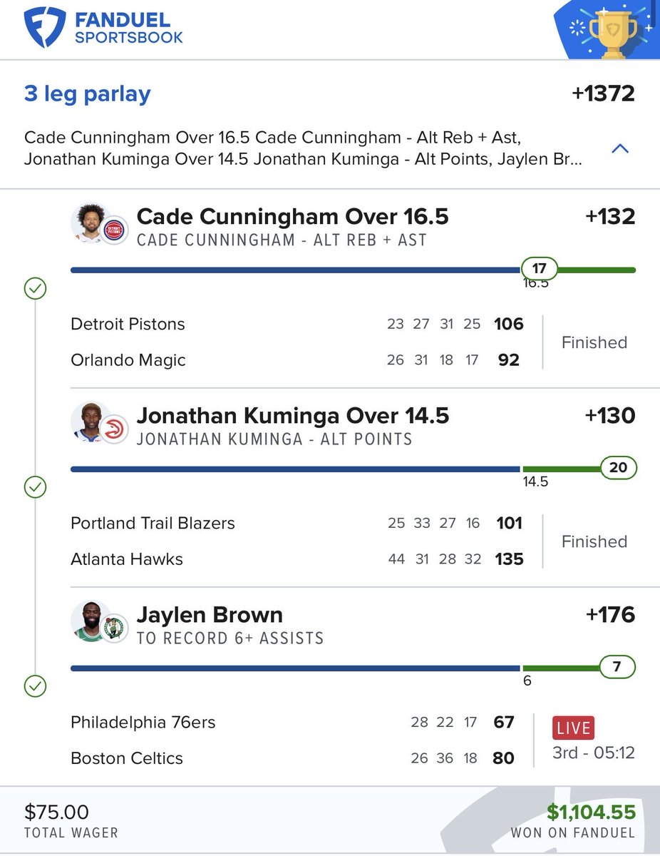 Sel_droo's tweet photo. @ChillyBets Made over $7300 from 6 parlays. All in 3 nights!! @ChillyBets is the goat, no doubt about it! https://t.co/zp6Ig39tQr