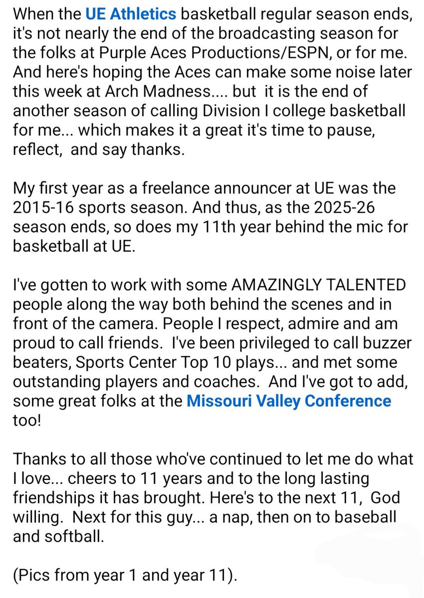 kylejpeach's tweet photo. A note of gratitude to @UEAthletics @UEAthletics_MBB, @MVCsports and the host of people I've been blessed to meet along the way. #11Down #HowAbout11More https://t.co/oJ4kFAHwob