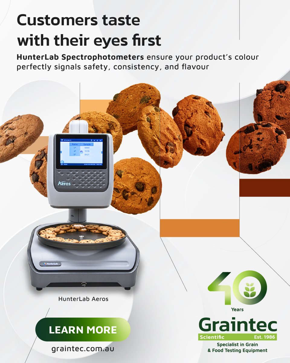 graintec's tweet photo. In #foodandbeverage manufacturing, colour isn't just an aesthetic—it’s a biological signal for ripeness, quality, and safety. If your colour varies, so does your customers' trust.

Stop "eyeballing" your QC. Start measuring with #HunterLab precision.

🔗 https://t.co/J2AnMbZvQV https://t.co/KWvVYii7PL