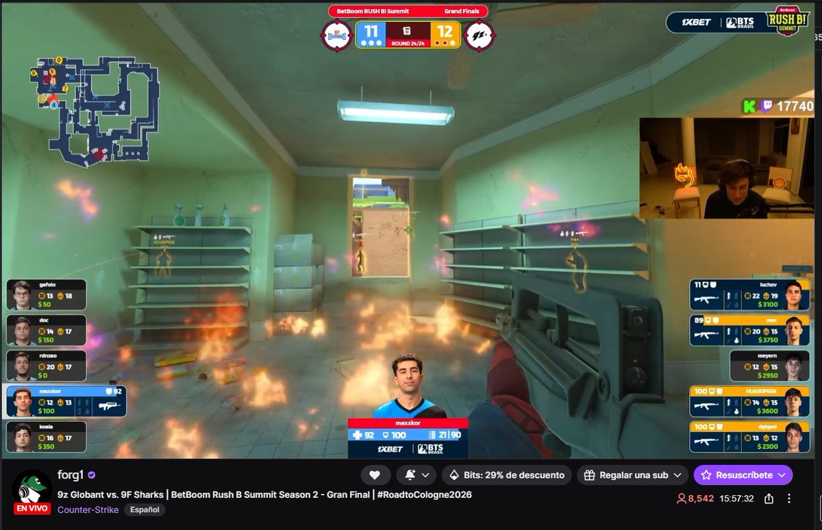 Durmio 3 horas, te stremea 16 horas y pasa la final con una pasion que contagia, por eso 18.000 personas entre Twitch y Kick lo eligen. Muchos se metieron a este mundo del CS por esta pasion que se transmite. El miercoles espero poder ver a 9z en el canal de siempre <a href="/luchoforg1/">FORG1</a>