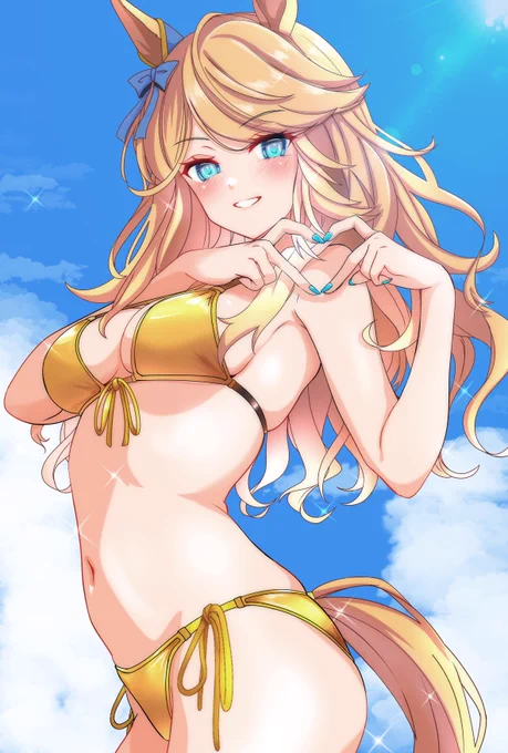 お昼の再掲 夏のゴールドシチー (*'-`)シチーさ可愛いすぎるべ… ナンカSFWジャネ?