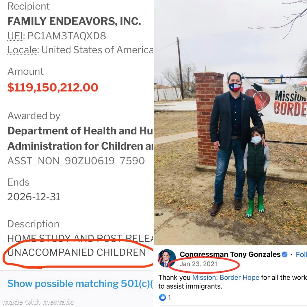 RaulReyesJr's tweet photo. For starters, Endeavors in San Antonio and Border Mission Hope in Eagle Pass, who received MILLIONS Sir...remember them on your trip down here?  

BTW @GregAbbott_TX and Lt @DanPatrick both endorsed this moron (@RepTonyGonzales aka @TonyGonzales4TX ) who had his Congressional Office in the Endeavors building in San Antonio, who championed the resources for these NGOs (easy to connect the dots from there). 

It's all been executed in front of our faces.  People are blind to the fact we have a sold out WEF Governor, and an idiot Lt Gov.