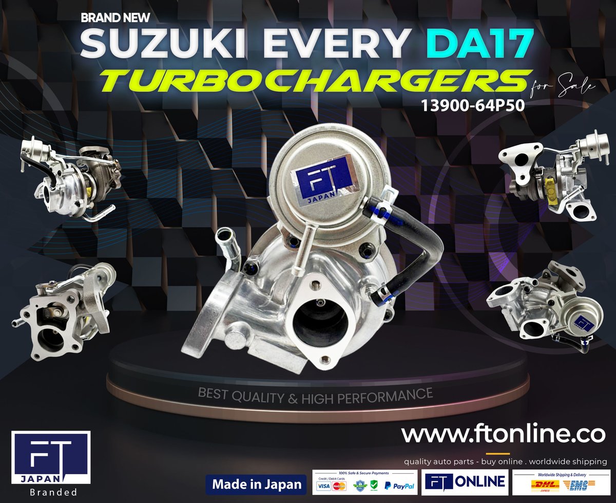 FascoTrading's tweet photo. Brand New Suzuki Every DA17 13900-64P50 Turbochargers for sale

Buy Now @ FT Online - https://t.co/gQ713HrZ1O

Made in Japan 🇯🇵 - Worldwide Shipping 

Compatible with  DA17V ・ DA17W ・ DR17V ・ DS17V ・ DS17W ・ DG17W

#ftonline #japan #turbo #da17 #suzuki #brandnew https://t.co/CxlJqAtthO