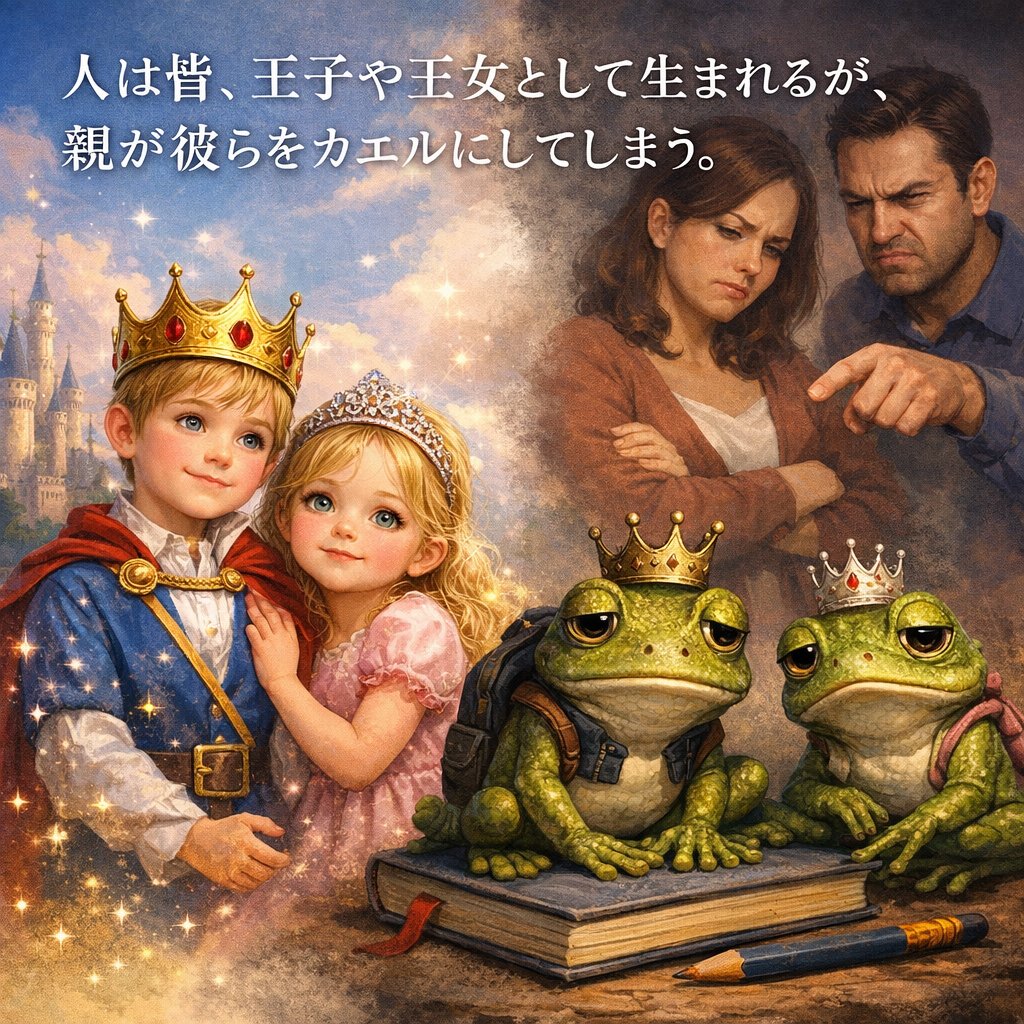 NPO_TAAJ's tweet photo. 【ＴＡフレーズ】「人は皆、王子や王女として生まれるが、親が彼らをカエルにしてしまう。」"People are born princes and princesses and their parents turn them into frogs."

ＴＡ創始者Eric Berneの言葉。自分を嫌いになったときに、自分の価値を再認識するきっかけにしたい。 https://t.co/4osxiXTFGw