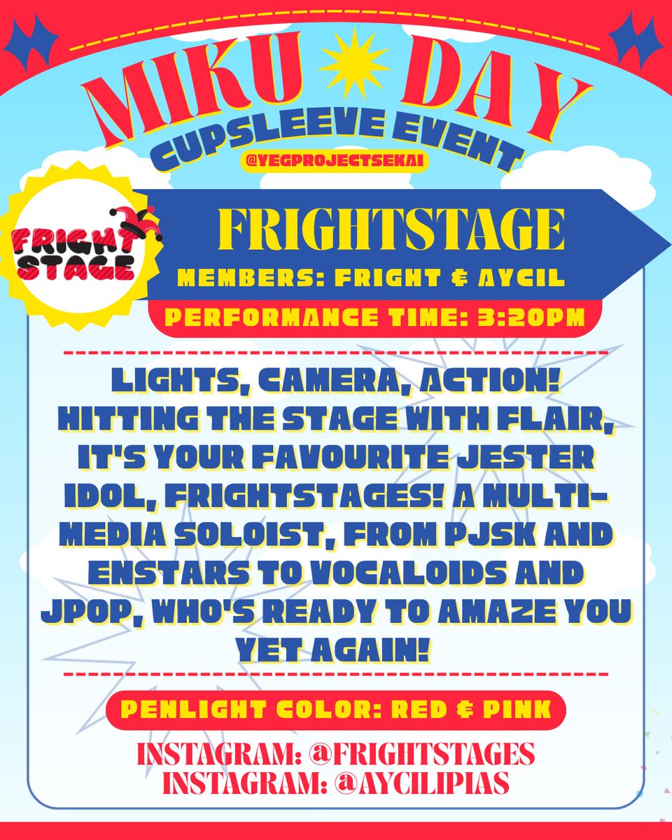 YEGProjectSekai's tweet photo. Swipe through for a quick intro and to familiarize yourself with each idol's penlight colors💥Let's all be prepared to cheer them on for their performances!

Performers may offer cheki for sale at the event as well as merchandise, keep an eye out on each performer's social media! https://t.co/vZPAvWzcaG