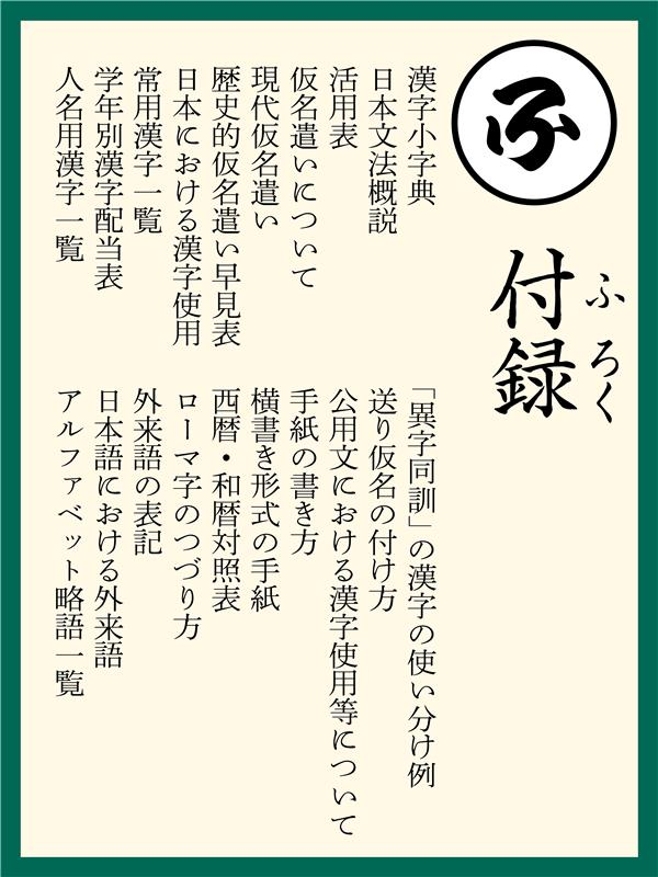 ふ】付録 広辞苑には付録がついており、こちらも改訂を続けて第六版