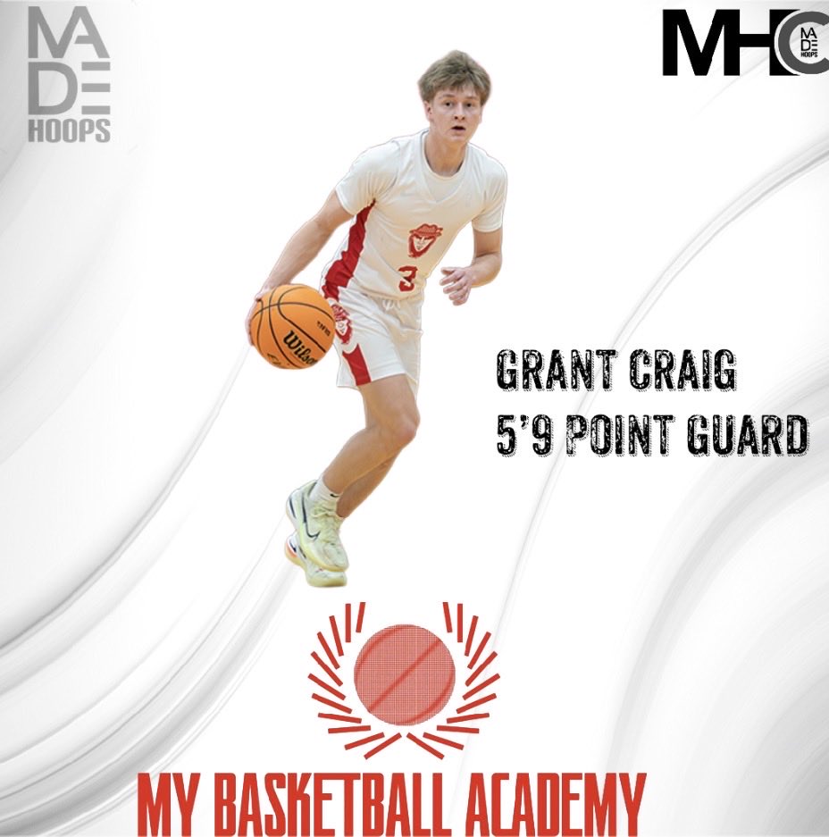 MyBballAcademy's tweet photo. @Grant3Craig joins after scoring his 1,000th point. Grant does it all on both ends with long range, a quick step, and tenacious on defense! 

Grant has heard from multiple D1 schools and currently holds 1 non D1 offer. We’re excited to see what this summer has in store for G https://t.co/BTz4X7V3jT