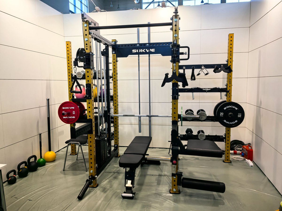 ApeFitnessRZ's tweet image. Level up your home gym! 🏋️‍♂️ The Smith Machine with storage is the ultimate space-saver. Store bars &amp;amp; plates neatly, train safely, and conquer every workout. 🏠💪 #HomeGym #SmithMachine #Fitness #SOKWE #RizhaoApeFitness #ApeFitness #FIBO2026 #FIBO