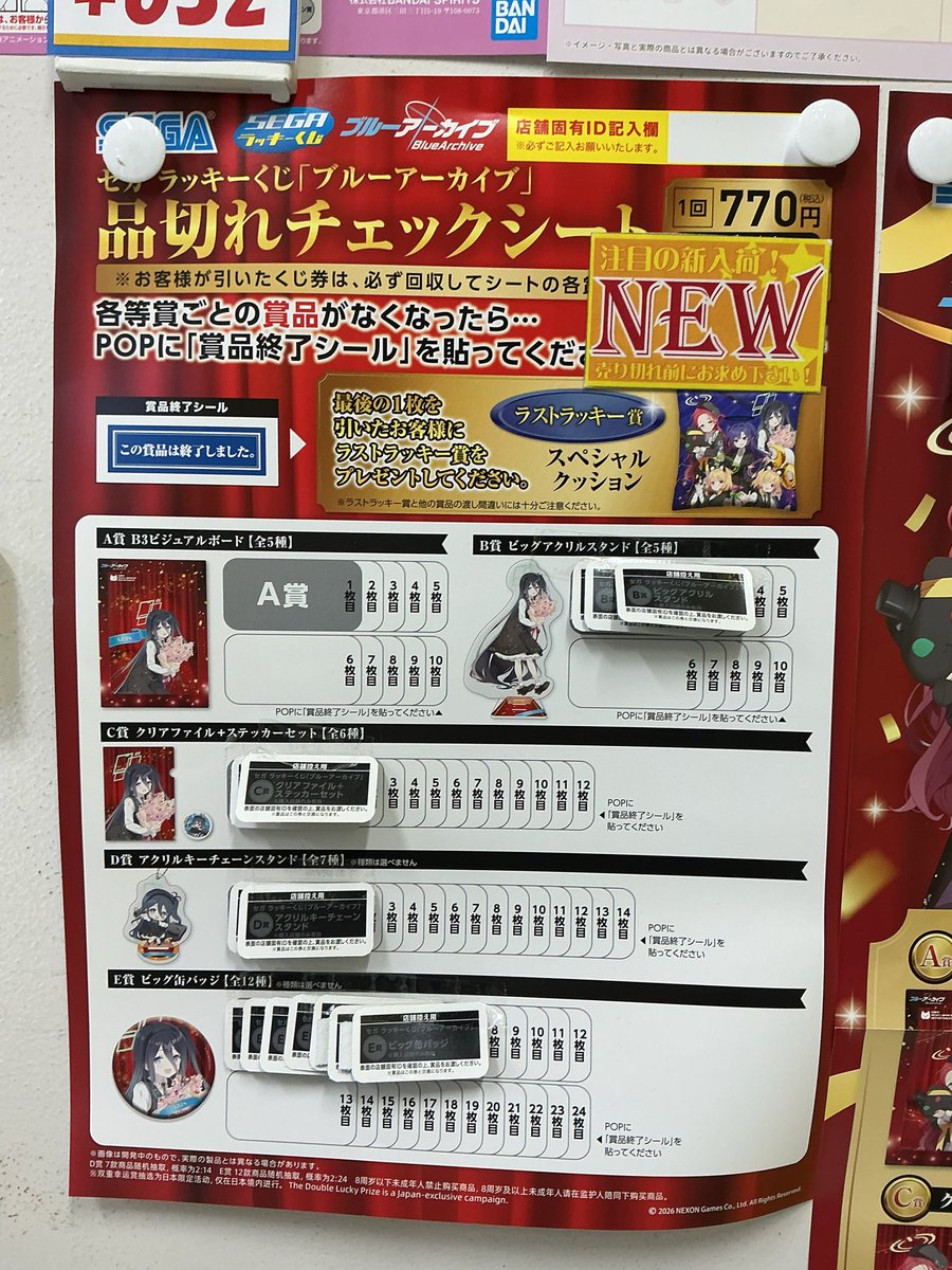 発売中】 「セガラッキーくじ ブルーアーカイブ」 現在の当選状況は