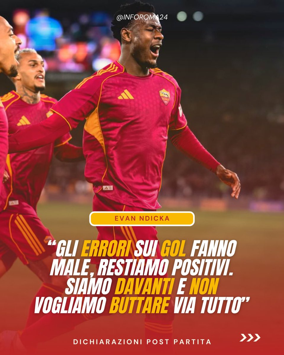 inforoma24's tweet image. 🟡🔴 Al termine di #RomaJuventus, il difensore giallorosso #Ndicka ha rilasciato queste dichiarazioni.  

🎙️ Ha parlato degli errori commessi dalla difesa sui gol dei bianconeri, sottolineando la voglia di vittoria, anche l’importanza di non buttare via tutto.

📲 : @dazn_it