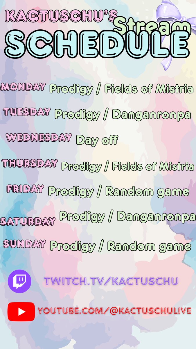 Stream schedule for March 2nd - March 8th c: 🌸 come join and chat
