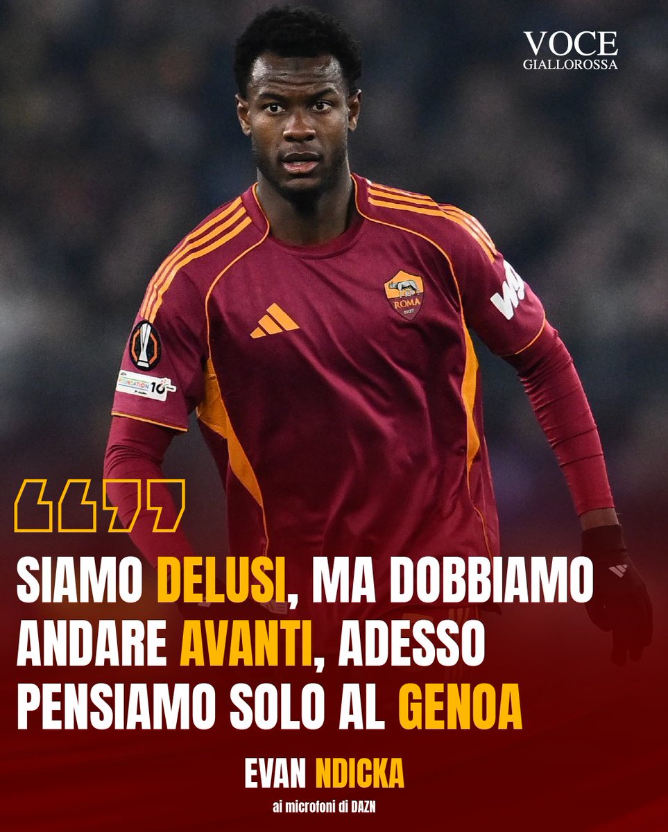 VoceGiallorossa's tweet image. 🗣️Ndicka: "Siamo delusi, ma dobbiamo andare avanti, guardiamo il Genoa adesso"

#ASRoma #Ndicka #SerieA #RomaJuventus #footballnews 

vocegiallorossa.it/primo-piano/nd…