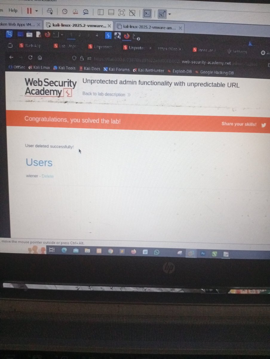 gbenro_rotimi's tweet photo. Me and this Access Control.
Someone must give up.
But obviously not me.
Solved this lab on portswigger.
Lab: Unprotected admin functionality with unpredictable URL.
we move! Consistency is the key 🔐
#WebApplicationSecurity.
@ireteeh @4osp3l https://t.co/yd7kQwppoJ