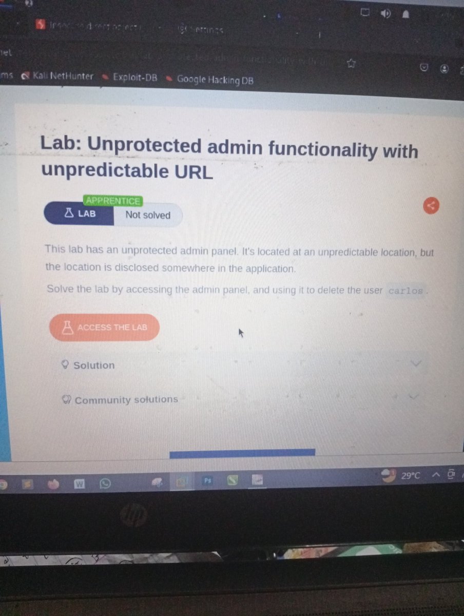 gbenro_rotimi's tweet photo. Me and this Access Control.
Someone must give up.
But obviously not me.
Solved this lab on portswigger.
Lab: Unprotected admin functionality with unpredictable URL.
we move! Consistency is the key 🔐
#WebApplicationSecurity.
@ireteeh @4osp3l https://t.co/yd7kQwppoJ