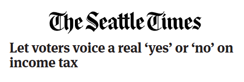 WAPolicyGreen's tweet photo. The @SeaTimesOpinion criticizes the legislature's use of a "necessity clause" in the proposed income tax in order to block a voter referendum on the unpopular proposal.

"To keep the necessity clause is an insult to the people of Washington state." #waleg 1/2 https://t.co/KFMRm3at5t