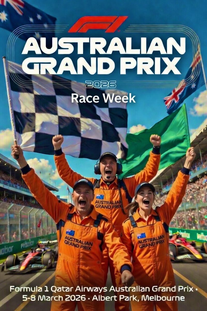 harlotroy's tweet photo. I’ll be there, waving flags and assisting the support paddock which looks like a busy weekend ahead from my post!

#AusGP #F1 #AustralianGp https://t.co/rwgpbaNwOp