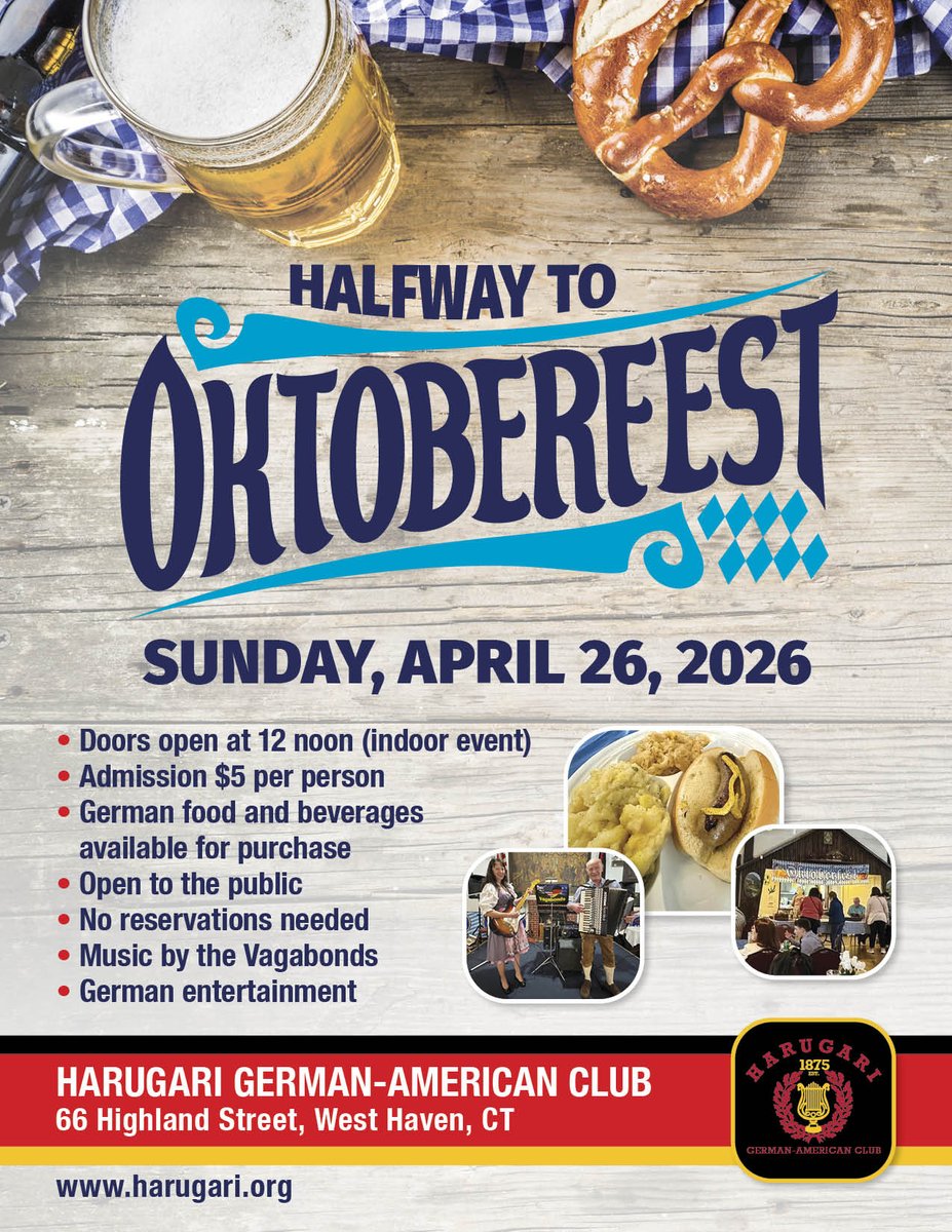 HarugariCT's tweet photo. Why wait for Oktober? 🥨 We can do it in April! 🍻 Join us for Halfway to Oktoberfest at the #Harugari https://t.co/BnhkSVovvs