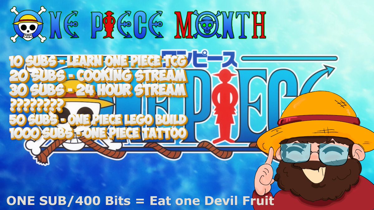 KurbStomped's tweet photo. Starting tomorrow is ONE PIECE MONTH! 100% (almost) exclusive One Piece on stream for the whole of March including watch parties, tier lists, games and MUCH MORE! Be sure to follow the channel so you don't miss anything! https://t.co/CoCz6HOSrZ

#onepiece #luffy #grandline #anime https://t.co/XVw7ESOkRy
