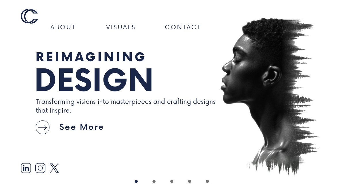 Day 040: Static, but far from still. 🌊

Day 28 of the <a href="/gdgoc_funaab/">GDG on Campus, FUNAAB</a> #30DaysDesignChallenge
Brief: Portfolio landing page design 
It’s a static concept, but the goal was to make the visual hierarchy feel dynamic and more like a website. 
Built this one in Canva
#Canva #Portfolio