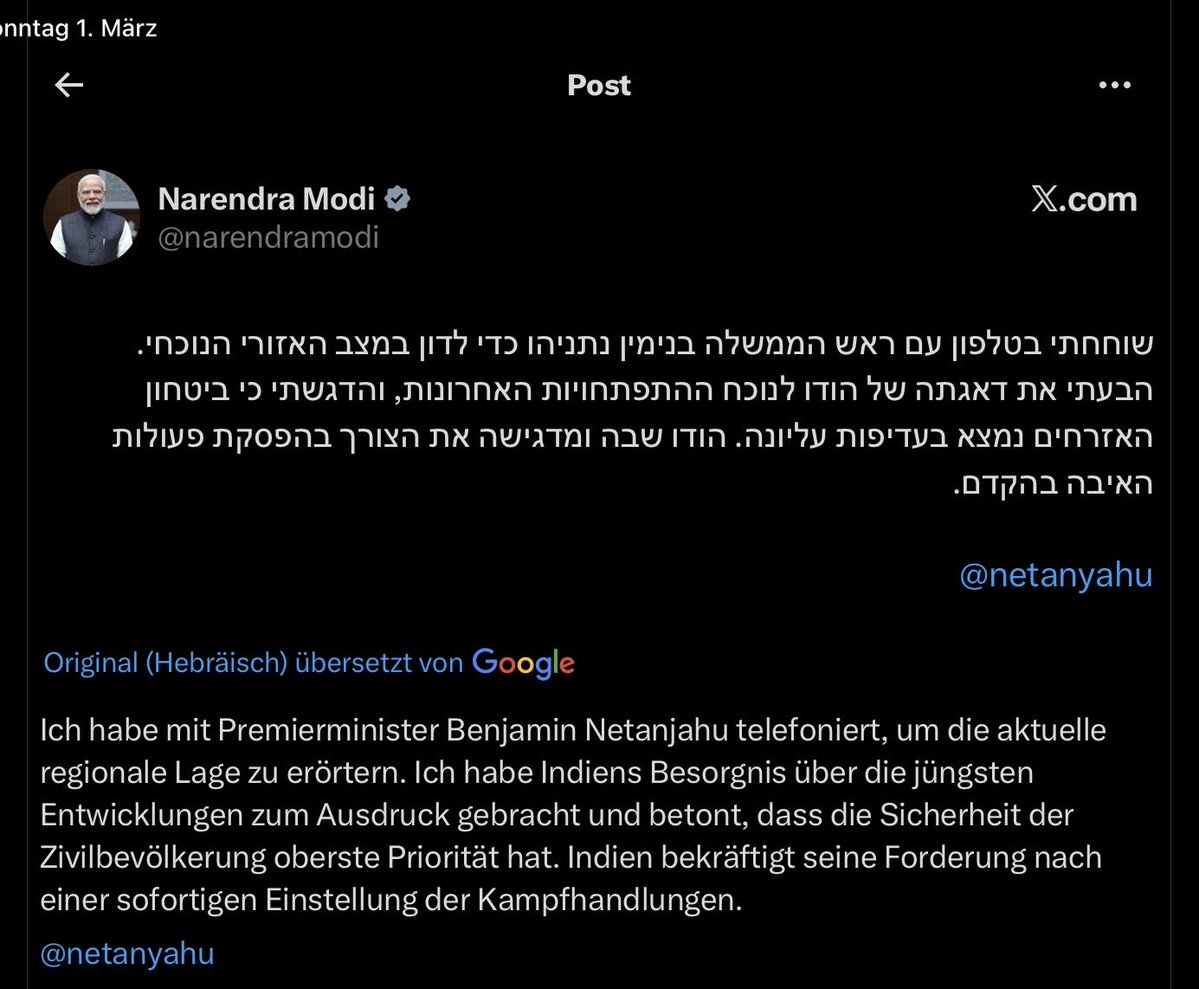 Wenn die AfD zu Zivilschutz und Besonnenheit aufruft -> Zeter und Mordio!
Aber guck: die EU tut es, Indien tut es… haben die es auch nicht verstanden? Oder ist hier nicht eher <a href="/niusde_/">NIUS</a> bzw. <a href="/jreichelt/">Julian Reichelt</a> der politische #Geisterfahrer?
In Wirklichkeit läuft hier doch wieder nur die
