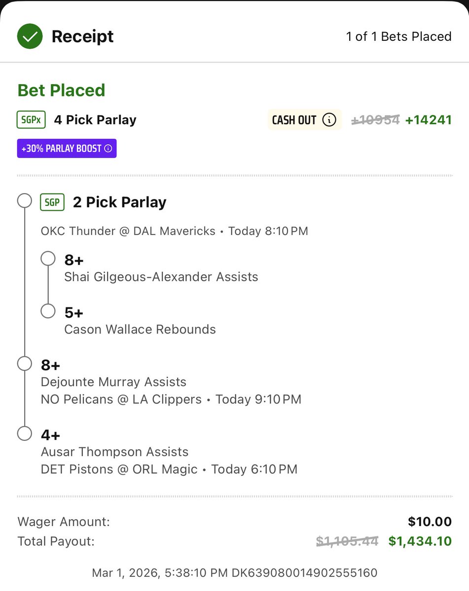 ChakBets's tweet photo. 4 Leg lotto I feel good about this one! #Gambling𝕏 #DraftKings https://t.co/XUs5i9NJrm