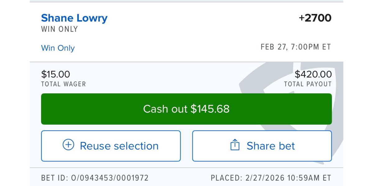 jarrett_daveler's tweet image. This Shane Lowry ticket will live in infamy. That sucked to watch