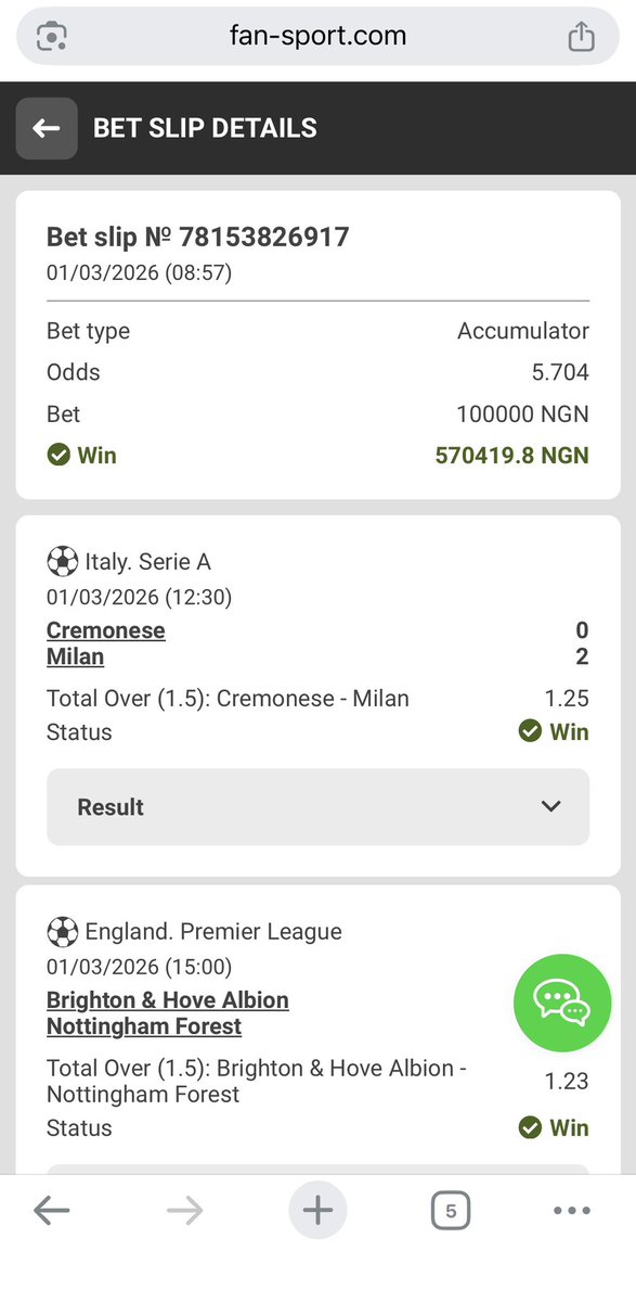 IAMGENIUS62's tweet photo. Boomgratulation 💥🏆🙏🏾🙏🏾
This two games boom on FANSPORT 

My 1.5M in on FANSPORT 
Register FANSPORT now and ready for tomorrow morning game to boom 💥 

Link 👉🏾 https://t.co/AcJTJTBo7b

Promo code : Mboom22 

Thanks to FANSPORT &amp; SportyBet 
Thank God we won multiple today https://t.co/7gaQRlXr5R